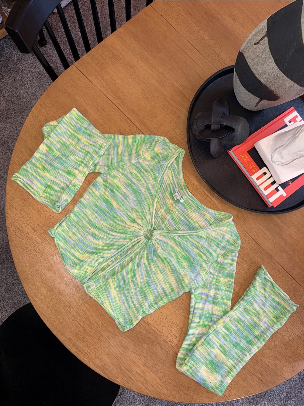 American Eagle Green Twist-Front Crop Top